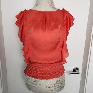 DKNY Red Ruffle Blouse